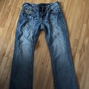 Blue Denim Jeans with fleur de lis logo y2k